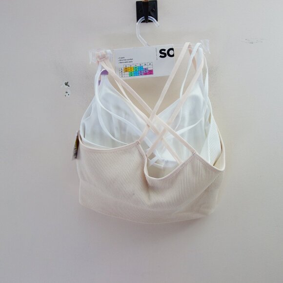 SO 2-Pack Lightly Lined Strappy Seamless Bralette Set White Cream (XL/38B) NWT! - Picture 2 of 11